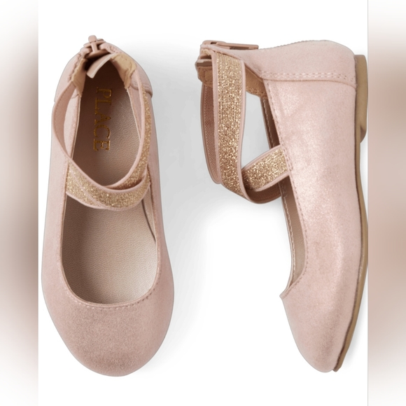 Children's Place Girl's Cross Strap Ballet Flats. - Picture 2 of 2